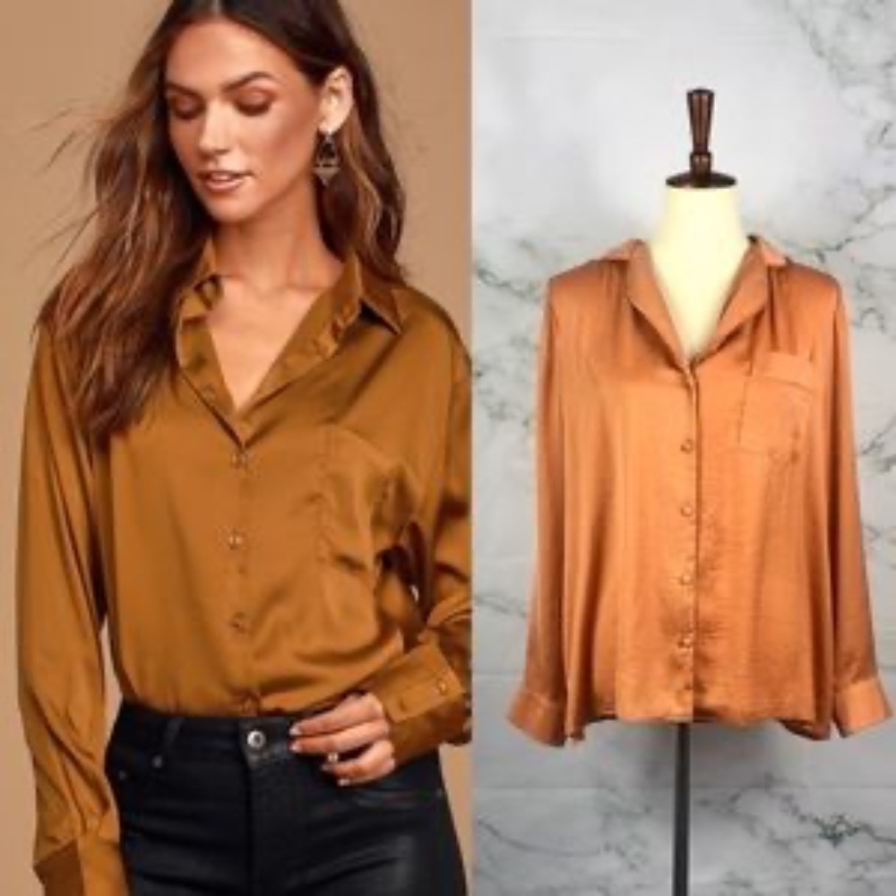 Topshop silk button down pajama top